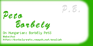 peto borbely business card